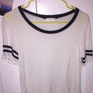 Atticute Women's White+Black Varsity-Striped Tee